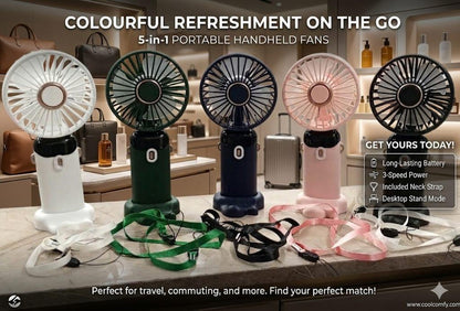 Foldable USB Neck Hanging Fan 5 Speed USB Fan Led