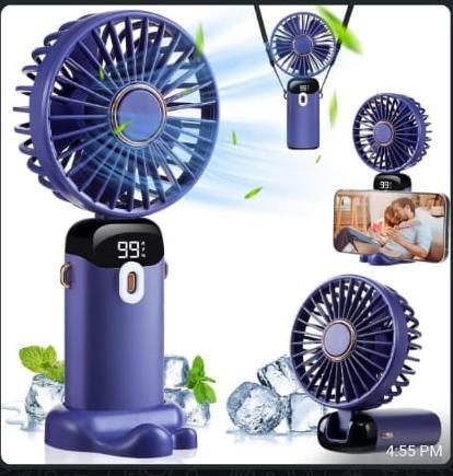 Foldable USB Neck Hanging Fan 5 Speed USB Fan Led