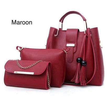 Elegant 3-Piece Women’s Handbag Set – Black Shoulder Bag,
