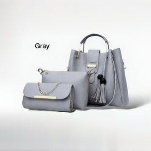 Elegant 3-Piece Women’s Handbag Set – Black Shoulder Bag,