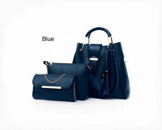 Elegant 3-Piece Women’s Handbag Set – Black Shoulder Bag,