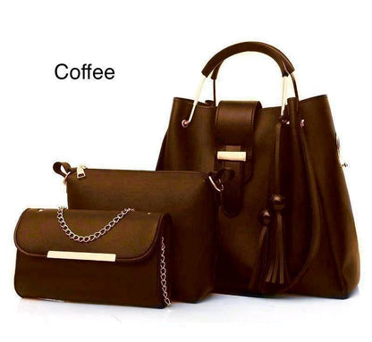 Elegant 3-Piece Women’s Handbag Set – Black Shoulder Bag,