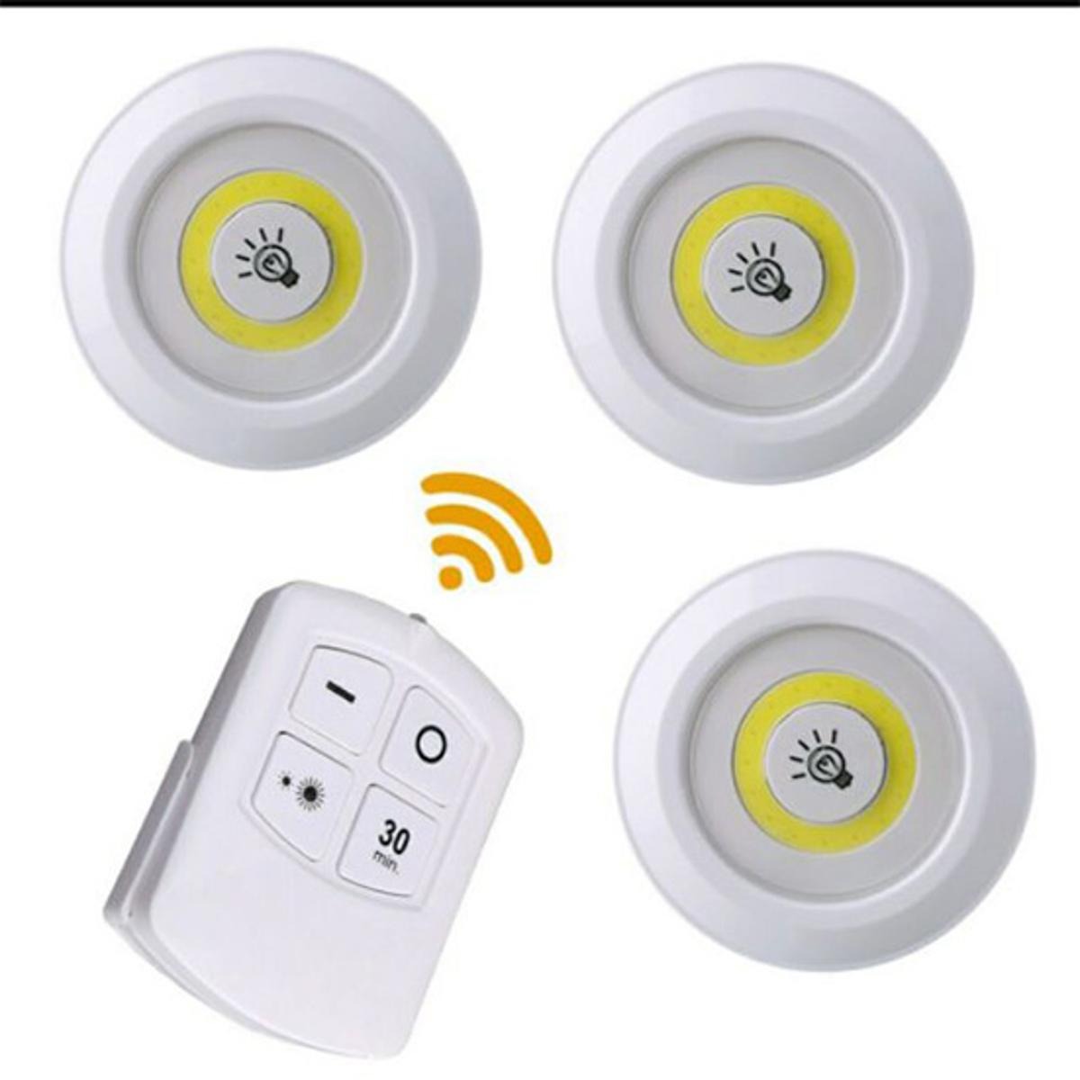Pack of 3 LED Remote Control Lights – Tap Lights with Self Adhesive