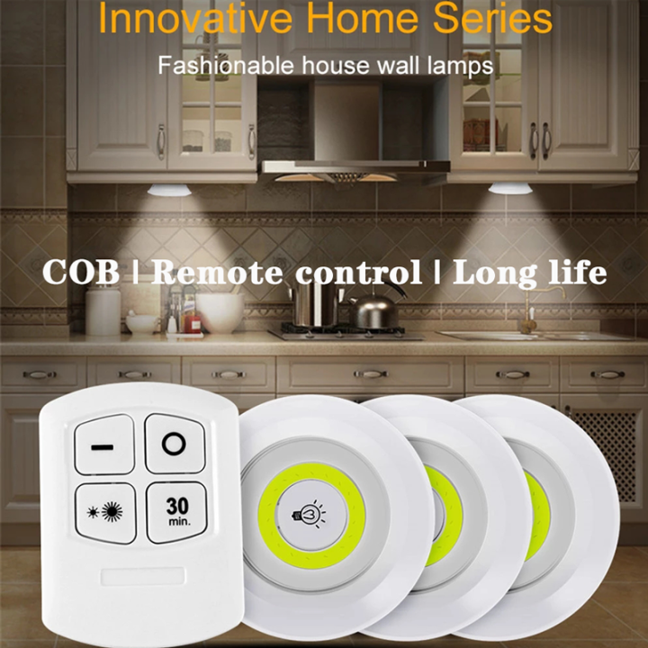 Pack of 3 LED Remote Control Lights – Tap Lights with Self Adhesive